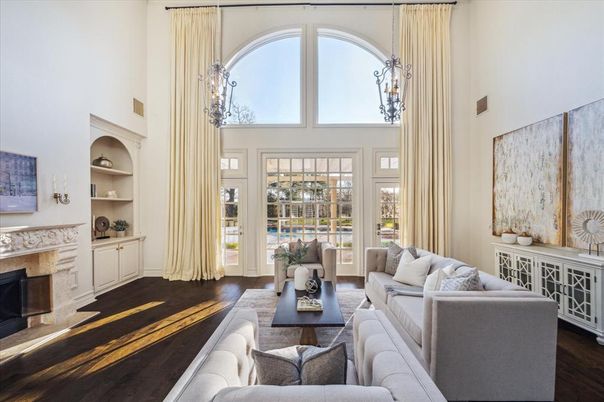 Chandelier, Fireplace, Interior, Living room, Pendant Lights, Wood Texture Flooring