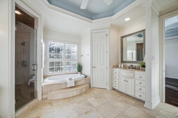 Bathroom, Glass Shower, Interior, Recessed Lighting