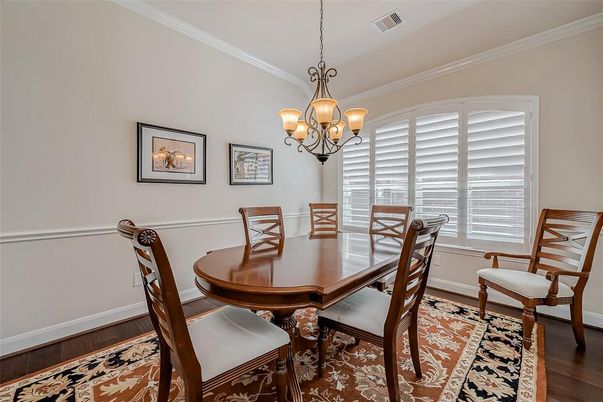 Chandelier, Dining room, Interior, Wood Texture Flooring