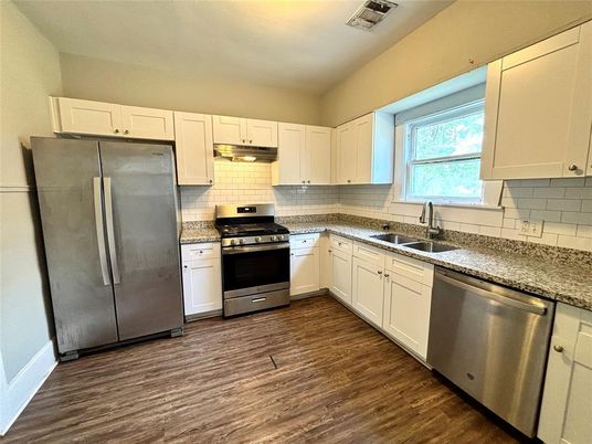 Interior, Kitchen, Stainless Steel Appliances, Wood Texture Flooring