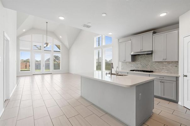 Interior, Kitchen, Pendant Lights, Recessed Lighting, Wood Texture Flooring