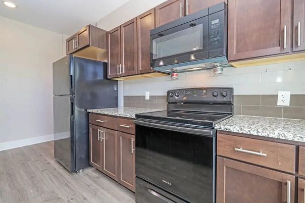 Interior, Kitchen, Recessed Lighting, Wood Texture Flooring