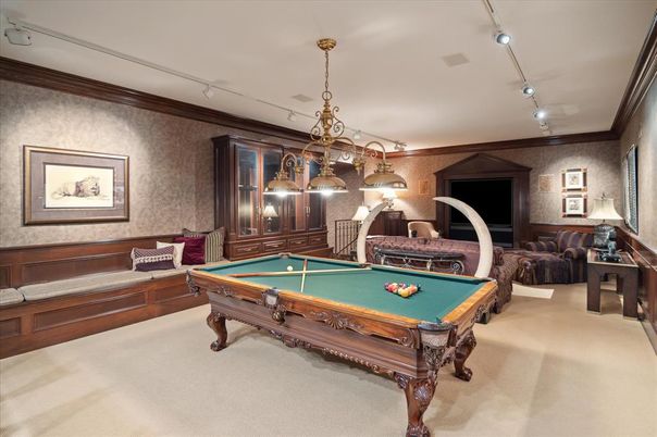 Billiard Table, Game Room, Interior, Pendant Lights