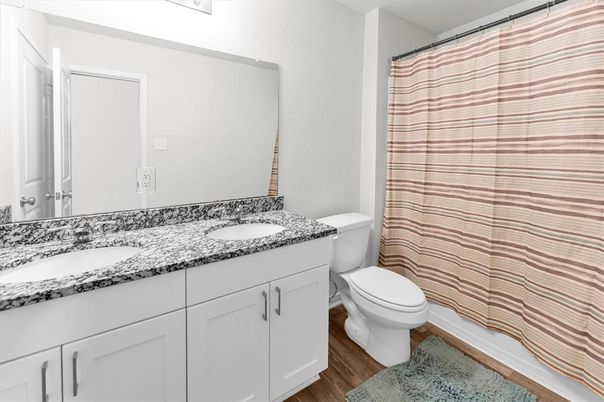 Bathroom, Dual Sink Vanities, Interior, Wood Texture Flooring