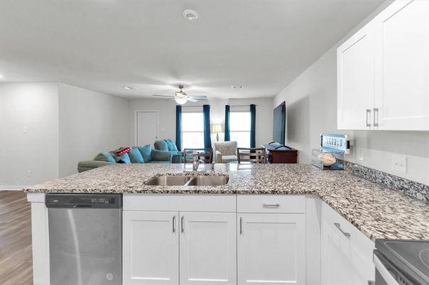 Interior, Kitchen, Recessed Lighting, Wood Texture Flooring