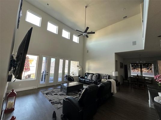Dining room, Interior, Living room, Pendant Lights, Wood Texture Flooring