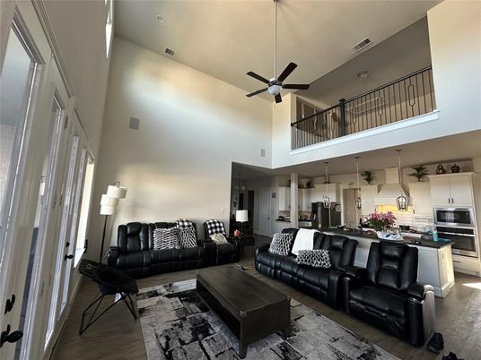 Interior, Kitchen, Living room, Pendant Lights, Recessed Lighting, Stainless Steel Appliances, Wood Texture Flooring