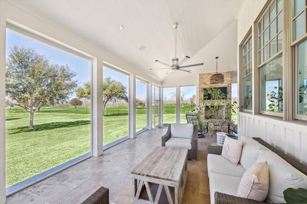 Interior, Living room, Recessed Lighting, Stone Walls, Sun Room