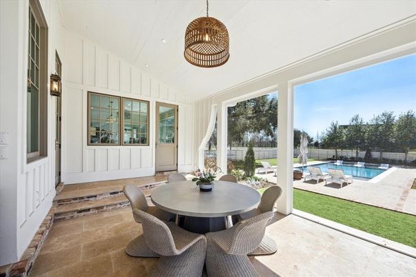 Dining room, Interior, Pendant Lights, Pool, Sun Room