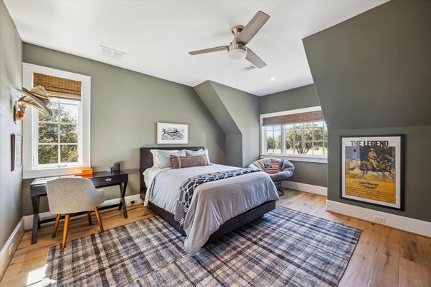 Bedroom, Home Office, Interior, Recessed Lighting, Wood Texture Flooring