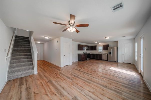 Interior, Kitchen, Stainless Steel Appliances, Wood Texture Flooring