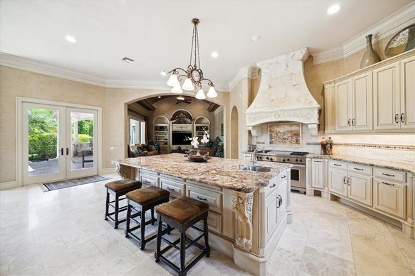 Chandelier, Interior, Kitchen, Pendant Lights, Recessed Lighting, Stainless Steel Appliances