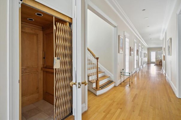 Elevator, Interior, Recessed Lighting, Wooden Ceilings, Wood Texture Flooring, Wooden Walls
