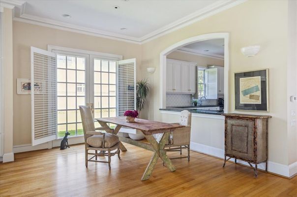 Dining room, Interior, Kitchen, Recessed Lighting, Wood Texture Flooring