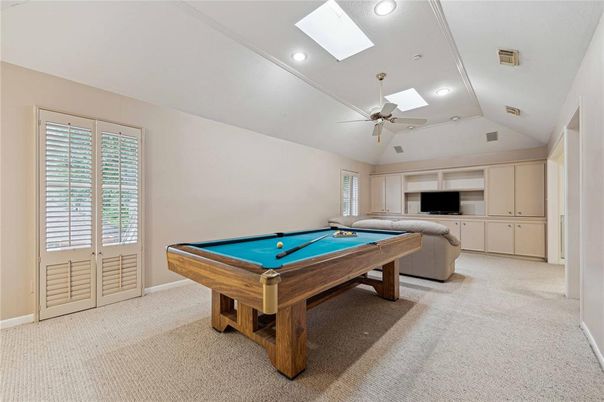 Billiard Table, Game Room, Interior, Recessed Lighting