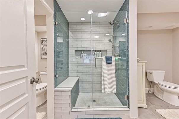 Bathroom, Glass Shower, Interior, Recessed Lighting
