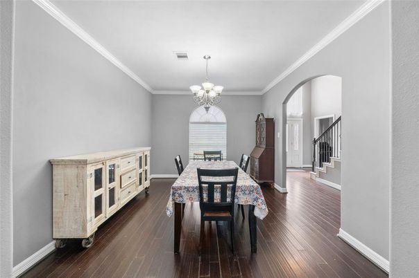 Chandelier, Dining room, Interior, Wood Texture Flooring
