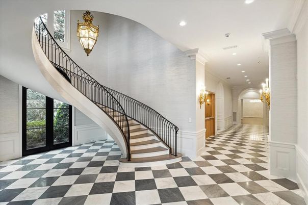 Chandelier, Interior, Marble, Recessed Lighting