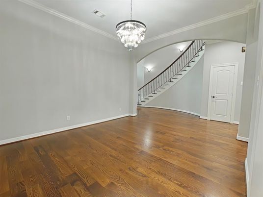 Chandelier, Empty room, Interior, Wood Texture Flooring
