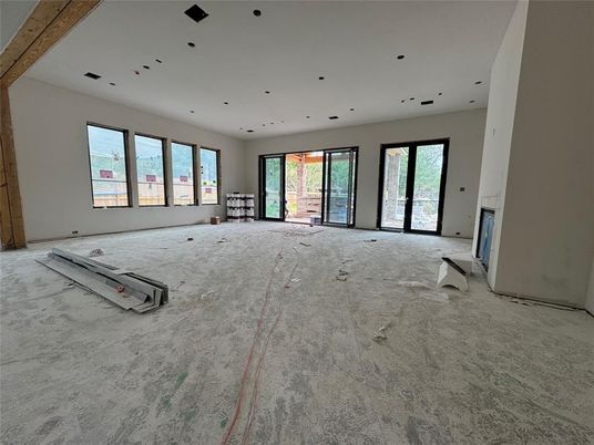 Empty room, Fitness Equipment, Interior, Recessed Lighting, Wooden Beams