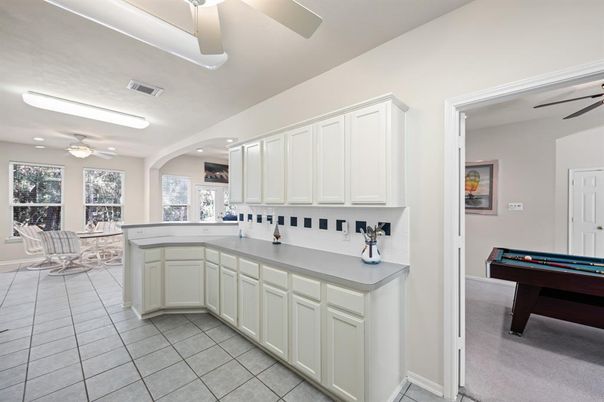 Billiard Table, Game Room, Interior, Kitchen, Recessed Lighting