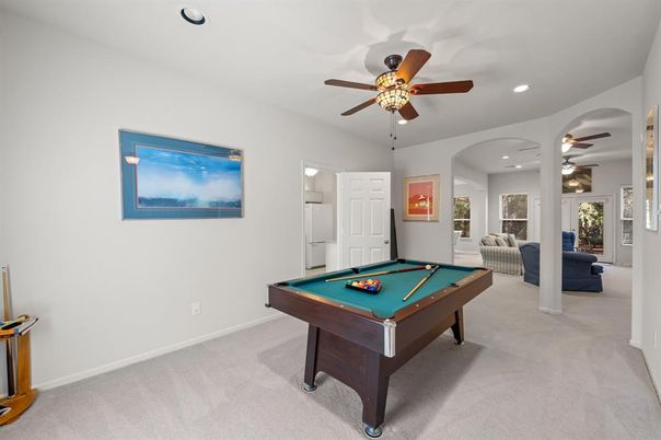 Billiard Table, Game Room, Interior, Recessed Lighting