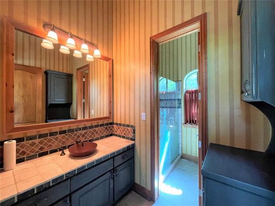 Bathroom, Glass Shower, Interior, Tile Countertops