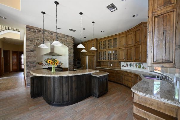 Interior, Kitchen, Pendant Lights, Recessed Lighting, Wood Texture Flooring