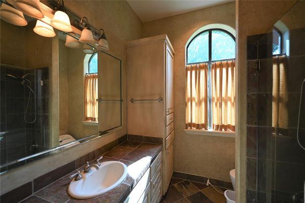 Bathroom, Glass Shower, Interior, Tile Countertops