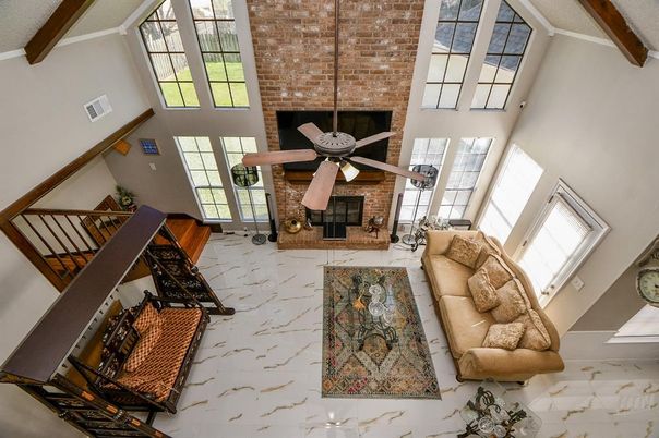 Fireplace, Interior, Living room, Marble, Stone Walls, Wooden Beams