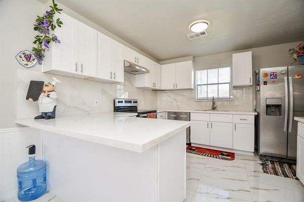 Interior, Kitchen, Marble, Marble Walls, Stainless Steel Appliances