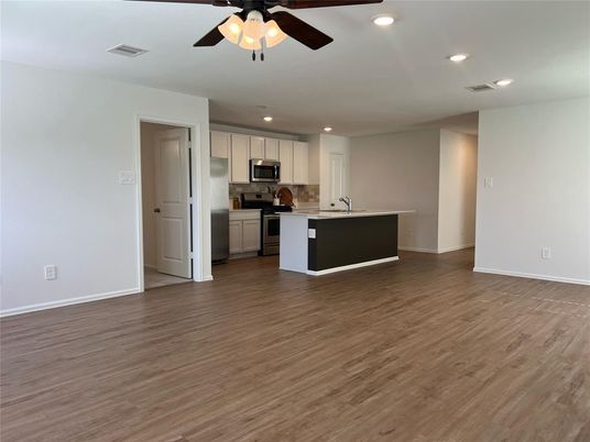 Interior, Kitchen, Recessed Lighting, Wood Texture Flooring