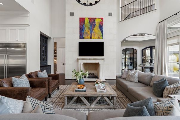 Fireplace, Interior, Living room, Recessed Lighting