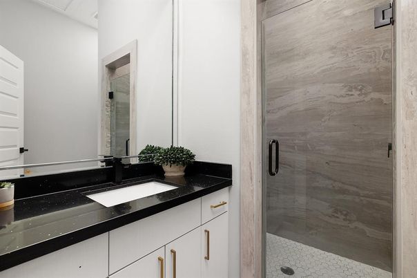 Bathroom, Glass Shower, Interior, Marble Walls