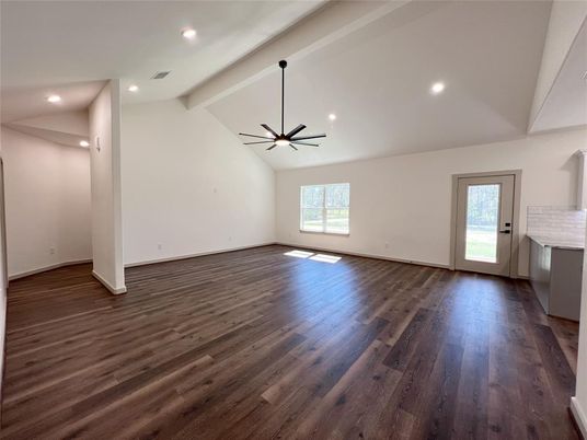 Empty room, Interior, Recessed Lighting, Wood Texture Flooring