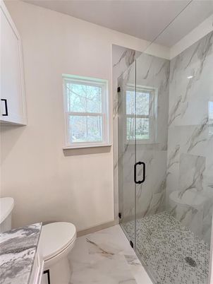 Bathroom, Glass Shower, Interior, Marble, Marble Walls