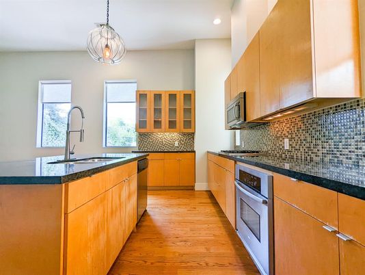Interior, Kitchen, Pendant Lights, Recessed Lighting, Wood Texture Flooring