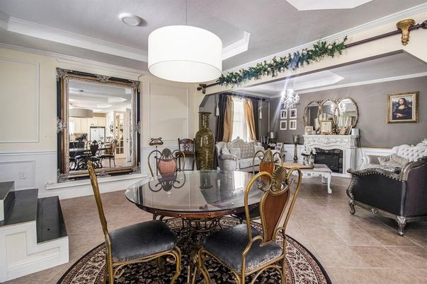 Chandelier, Dining room, Fireplace, Interior, Living room