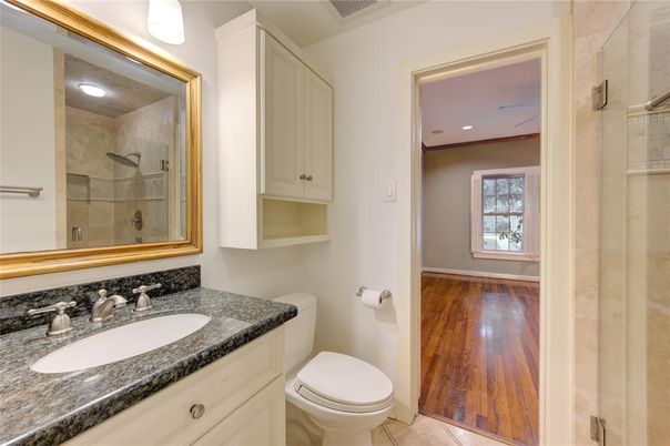 Bathroom, Interior, Recessed Lighting, Wood Texture Flooring