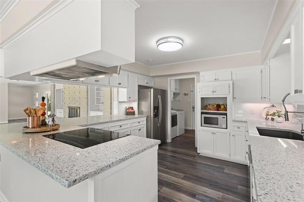 Interior, Kitchen, Stainless Steel Appliances, Wood Texture Flooring