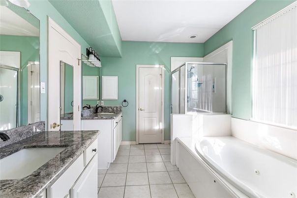 Bathroom, Dual Sink Vanities, Glass Shower, Interior