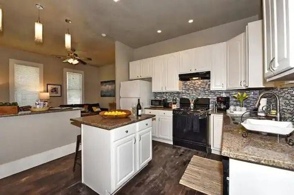 Interior, Kitchen, Pendant Lights, Recessed Lighting, Wood Texture Flooring