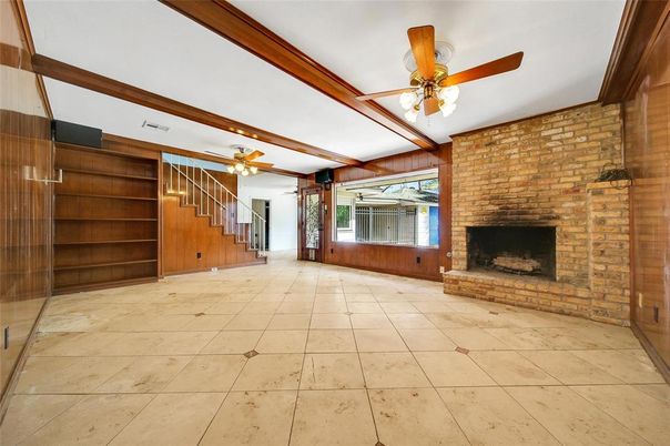 Empty room, Fireplace, Interior, Stone Walls