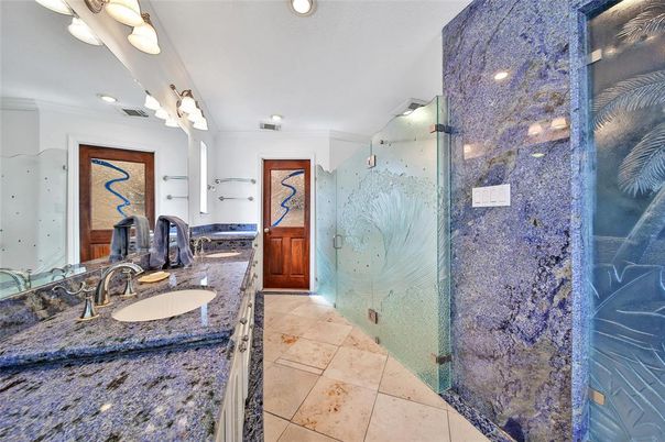 Bathroom, Dual Sink Vanities, Glass Shower, Interior, Recessed Lighting