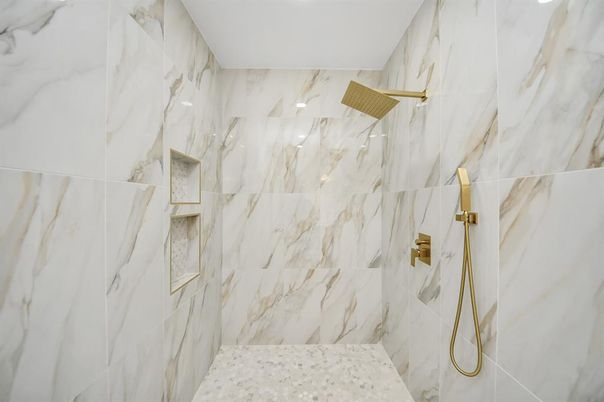 Bathroom, Glass Shower, Interior, Marble Walls