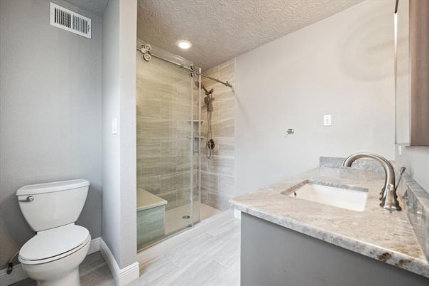 Bathroom, Glass Shower, Interior, Recessed Lighting