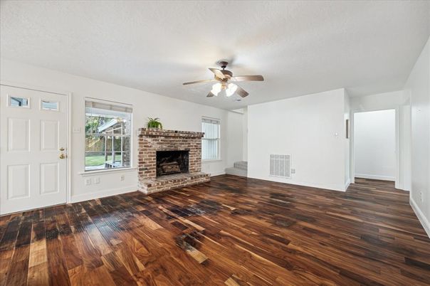 Empty room, Fireplace, Interior, Wood Texture Flooring