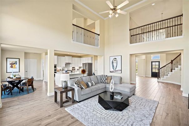 Dining room, Interior, Kitchen, Living room, Pendant Lights, Recessed Lighting, Wood Texture Flooring