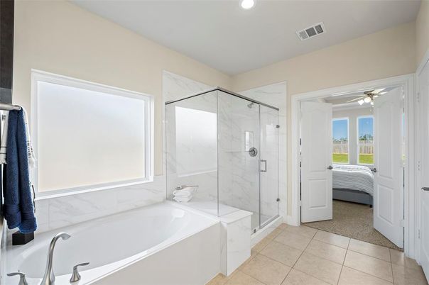 Bathroom, Bedroom, Glass Shower, Interior, Marble Walls, Recessed Lighting