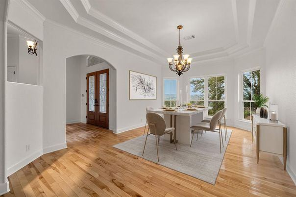 Chandelier, Dining room, Interior, Wood Texture Flooring
